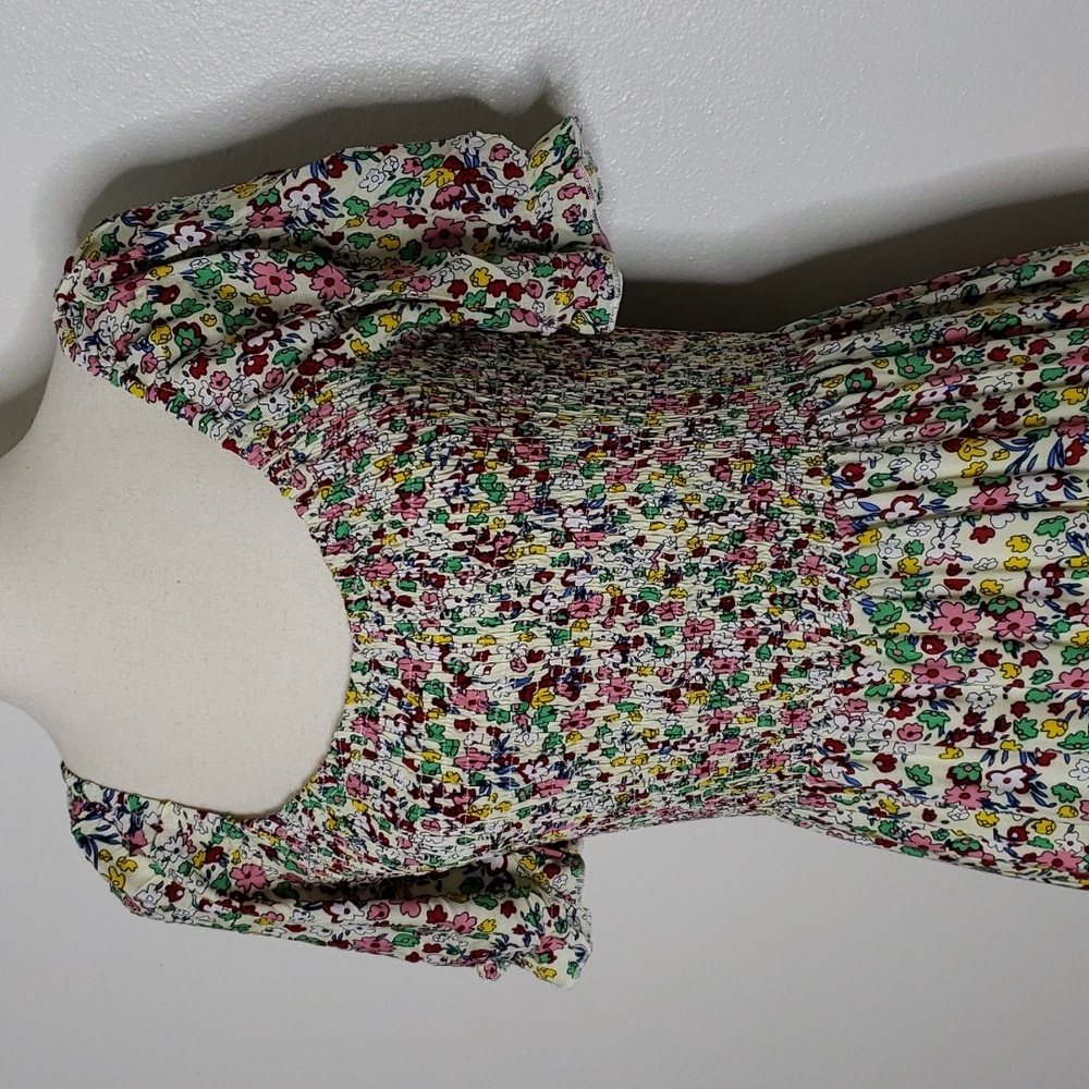 Boutique Boho Summer Floral Midi Dress Ruffle Calico Smocking Bohemian - Picture 8 of 14